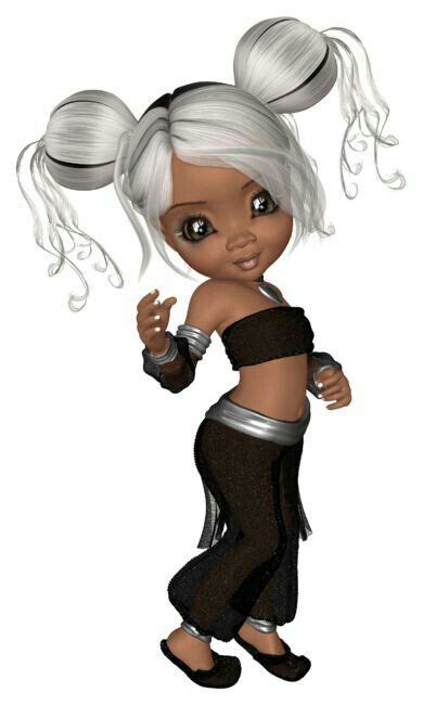 A Cartoon Character With White Hair And Black Pants