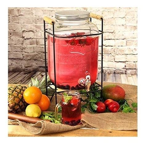 Dispensador Bebidas Vitrolero L Agua Vidrio Base Mason Jar Env O Gratis