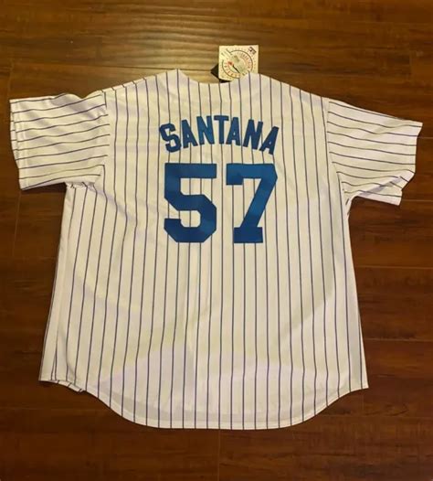 New Mlb New York Mets Johan Santana Pinstripe Sewn Majestic Jersey