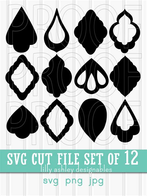 Svg Files Set Of 12 Cutting Files Svgpng Teardrop Svg Etsy