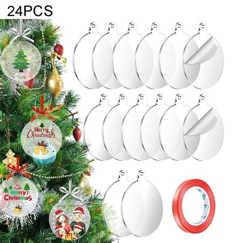 Diy Clear Christmas Baubles Acrylic Round Baubles Craft Xams Tree Decoration Ebay