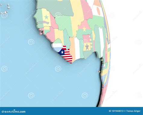 Liberia Con La Bandera En El Globo Stock De Ilustraci N Ilustraci N