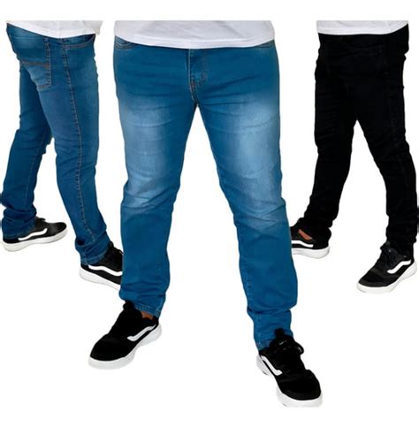 Kit 3 Calça Jeans Masculina Slim Original Elastano Lycra Frete Grátis