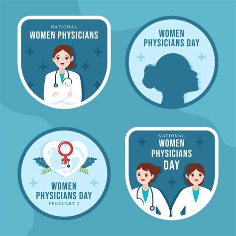 National Women Physicians Day Label Flat Cartoon Hand Drawn Templates Illustration 16772863