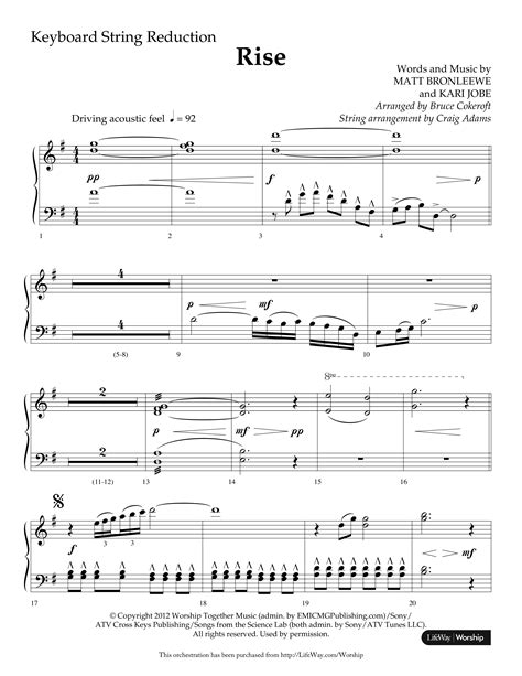 Rise Choral Anthem SATB String Reduction Sheet Music PDF Lifeway