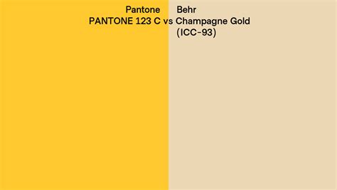 Pantone 123 C Vs Behr Champagne Gold Icc 93 Side By Side Comparison