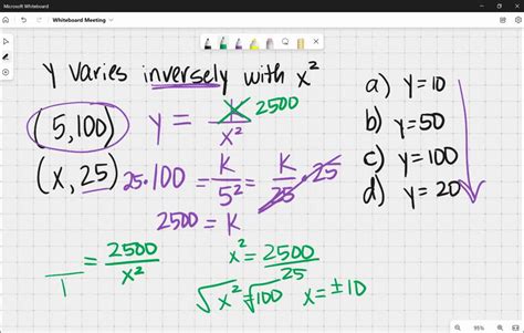 SOLVED If Y Varies Inversely As X And Y Is 2 5 When X Is 6 What Is Y