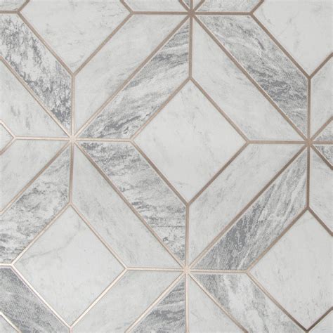 Rose Gold Marble Geometric Wallpaper Contour Better Bathrooms