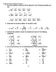 Assigning Oxidation Numbers Worksheet Practice Problems And Course Hero