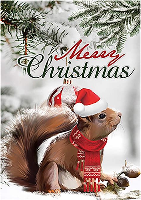 Amazon Texupday Merry Christmas Cute Red Scarf Squirrel