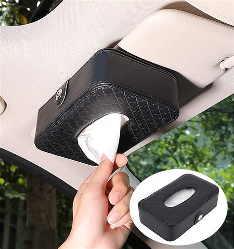 Car Tissue Box Luxury Leather Tissue Holder Car Sun Visor Tissue