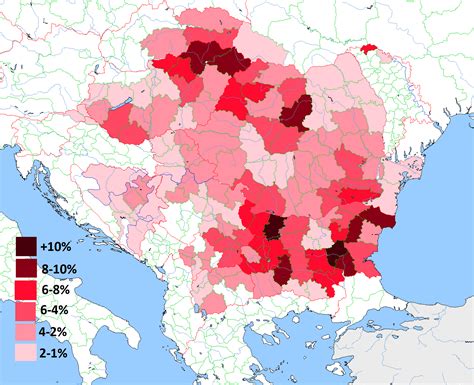 The distribution of Romani people in the Balkans by first level ...