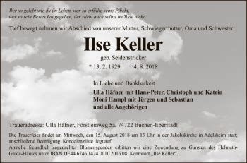 Traueranzeigen Von Ilse Keller Trauerportal Ihrer Tageszeitung