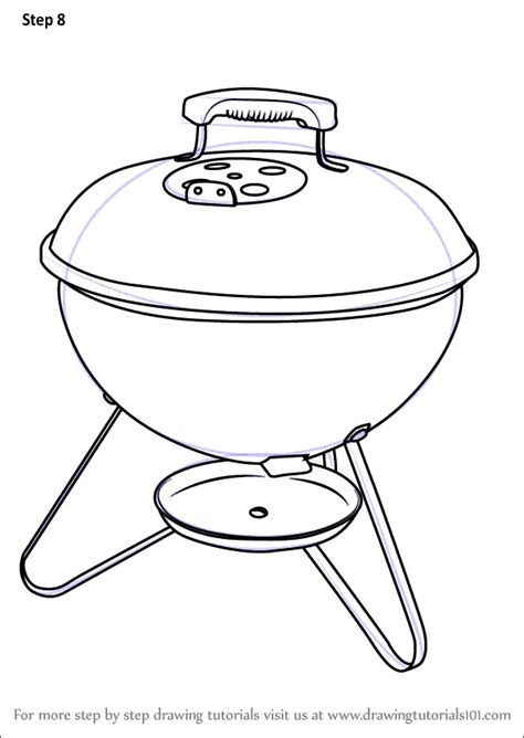 How To Draw Portable Charcoal Grill Bbq Everyday Objects Step By Step