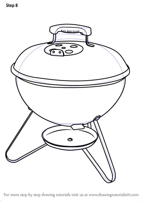 How To Draw Portable Charcoal Grill BBQ Everyday Objects Step By Step