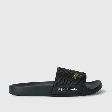 Paul Smith Summit Zebra Logo Sliders In Black Nigel Clare