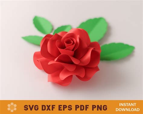 Paper Rose Svg Template Paper Flower Template Diy Paper Etsy