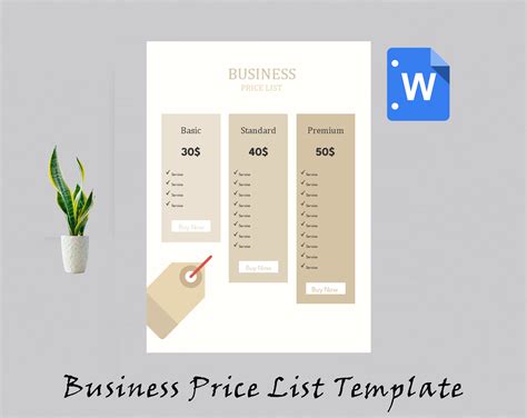 Business Price List Template – Diirzal