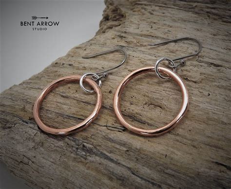 Organic Copper Hoop Earrings By Bent Arrow Studio