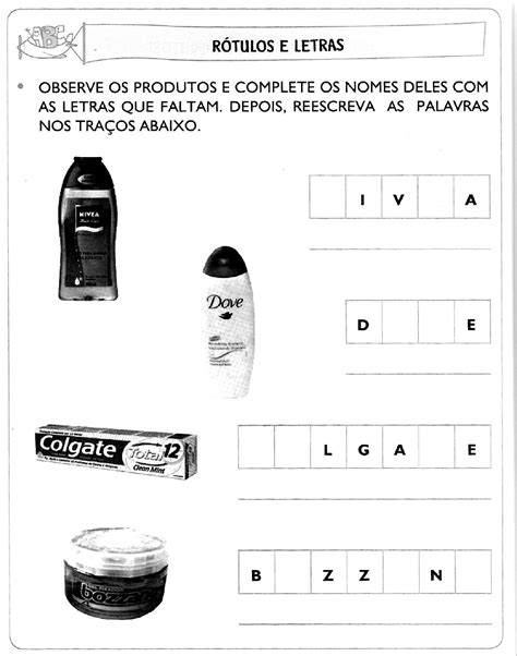 Atividades rótulos ESPAÇO EDUCAR