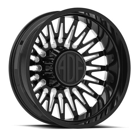 Adf Dually Bobtail Wheels Rims 22x8 25 8x210 Gloss Black Machined 167mm