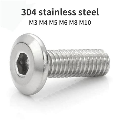 1 10 50 100pcs 304 Stainless Steel Flat Round Head Inverted Hexagon