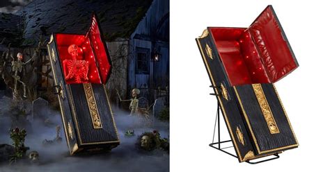 Realistic Life Sized Casket Prop With Spooky LED Illumination The