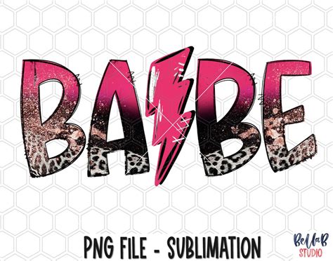 Babe Lightning Bolt Png Sublimation Design Hot Pink Leopard Etsy