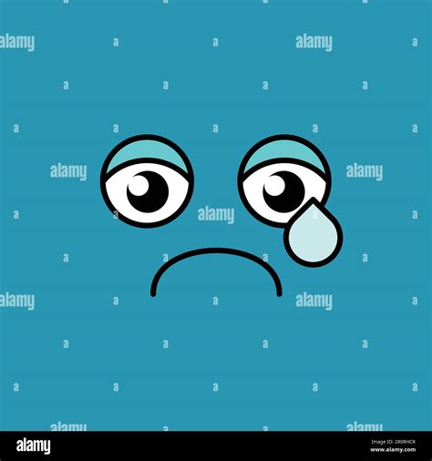 Sad Teary Emoji Vector Illustration Melancholy Upset Emoticon