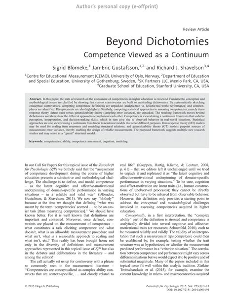 Pdf Beyond Dichotomies Competence Viewed As A Continuum