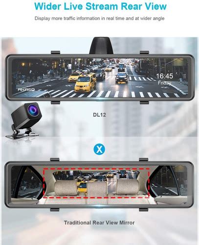 Akaso Dl12 25k Espejo Dash Cam 12 Pantalla Táctil Frontal Y Cuotas