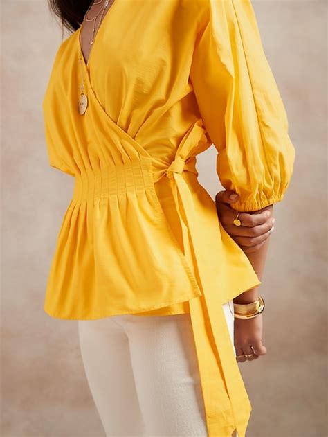 Banana Republic Petite Balloon Sleeve Wrap Top