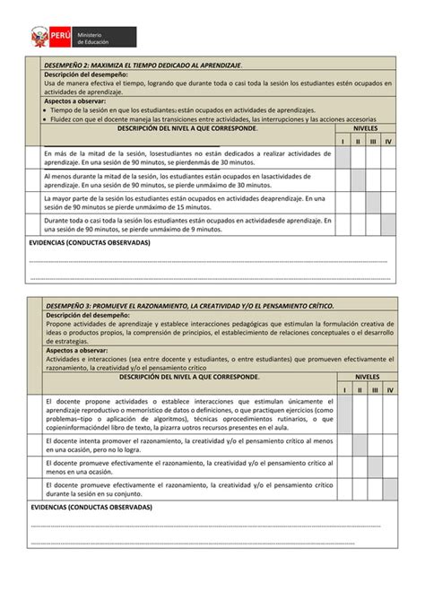 Ficha De Evaluacion Del Desempe O Docente 2017 PDF