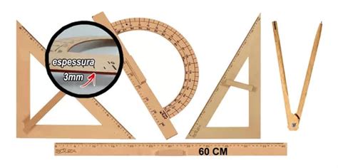 Kit Geom Professor Completo R Gua Cm Compasso Giz Parcelamento