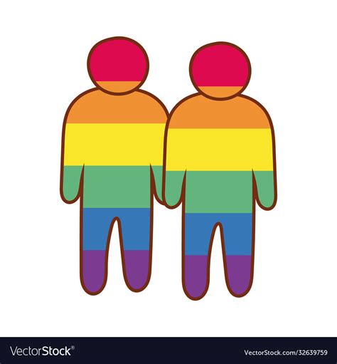 Lgbtiq Community With Gay Figures Flag Line Vector Image
