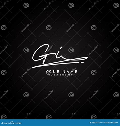 Gi Initial Letter Signature Logo Template Handwritten Vector Logo