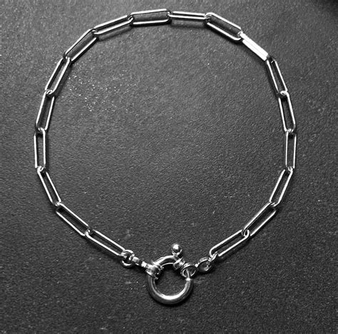 Solid Sterling Silver Bracelet Large Paperclip Chain With Etsy