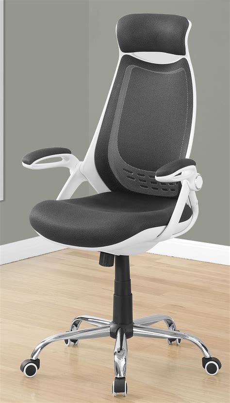 White and Gray Mesh Office Chair from Monarch | Coleman Furniture