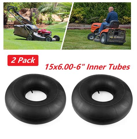 2 Pack 15x6 00 6 Inner Tubes Heavy Duty With TR 13 Straight Stem Valve