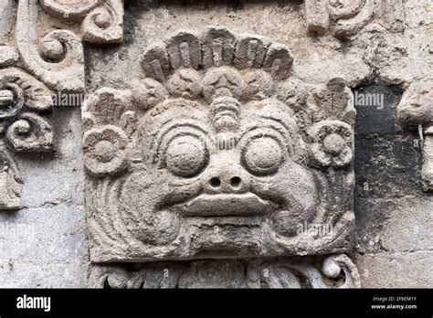 Stone Carving Outside A Balinese Hindu Village Temple Bali Indonesia