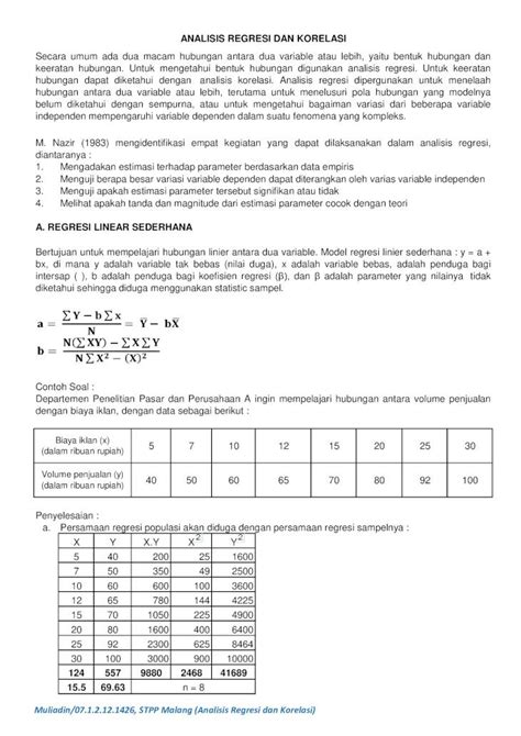 PDF Analisis Regresi Dan Korelasi Tugas DOKUMEN TIPS