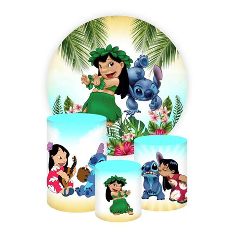 Painel Redondo Cilindros Lilo E Stitch Elo7