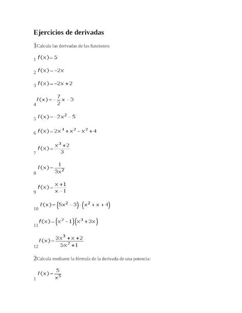 DOCX Ejercicios De Derivadas 4 Av DOKUMEN TIPS