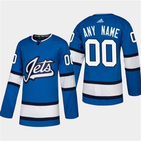 Custom Winnipeg Jets Blue Heritage Alternate Jersey Heretro