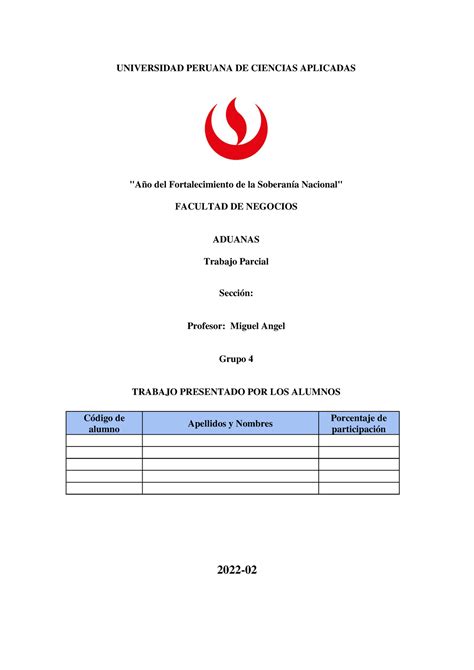 Aduanas Tp Aaaaa Universidad Peruana De Ciencias Aplicadas A O Del