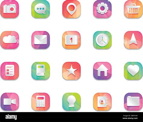 mobile app buttons icon set, detailed design, vector illustration Stock ...