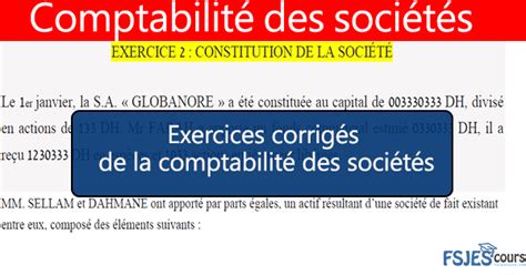 Exercices corrigés comptabilité des sociétés s4 pdf FSJES cours