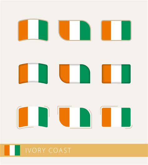 drapeaux vectoriels de côte d'ivoire, collection de drapeaux de côte d ...