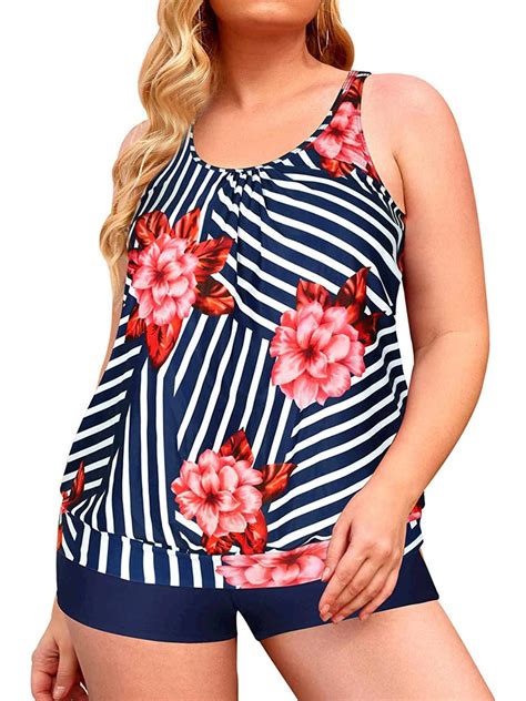 Rivelino Plus Size Two Piece Tankini Swimsuits For Women Blouson