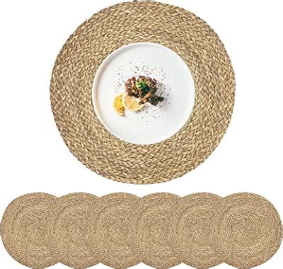 CHARDIN HOME Round Woven Jute Braided Set Of 4 PLACEMATS 15 Inch